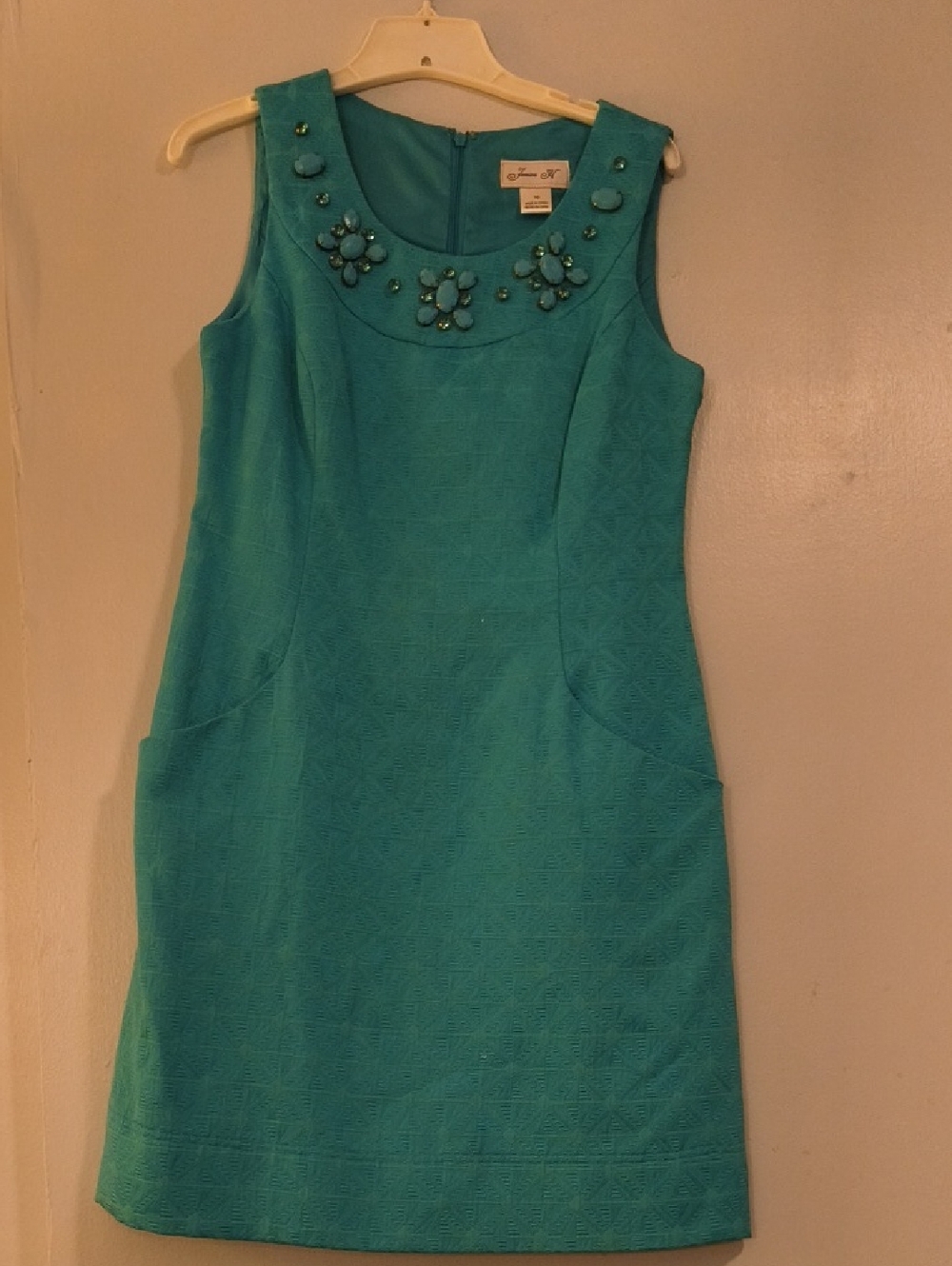 Jessica Teal Embellished Sleeveless Midi Dress